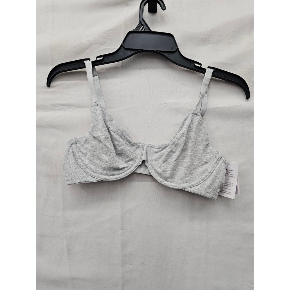 Auden Womens Cotton Unlined Demi Bra Heather Gray Cotton Blend Size 34C